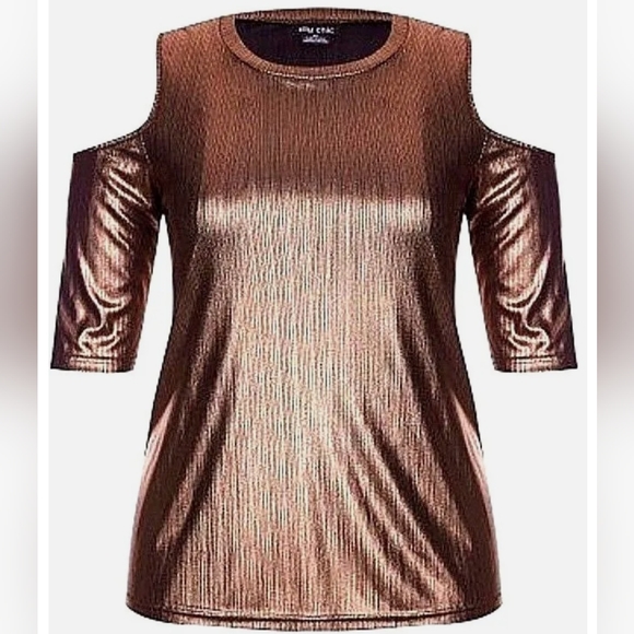 NWT City Chic " Warriors heart" gold top sz XS-14 - Picture 2 of 3